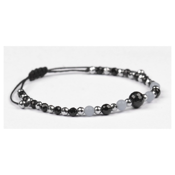 Bransoletka czarny TURMALIN ANGELIT HEMATYT ochrona i sprawiedliwość